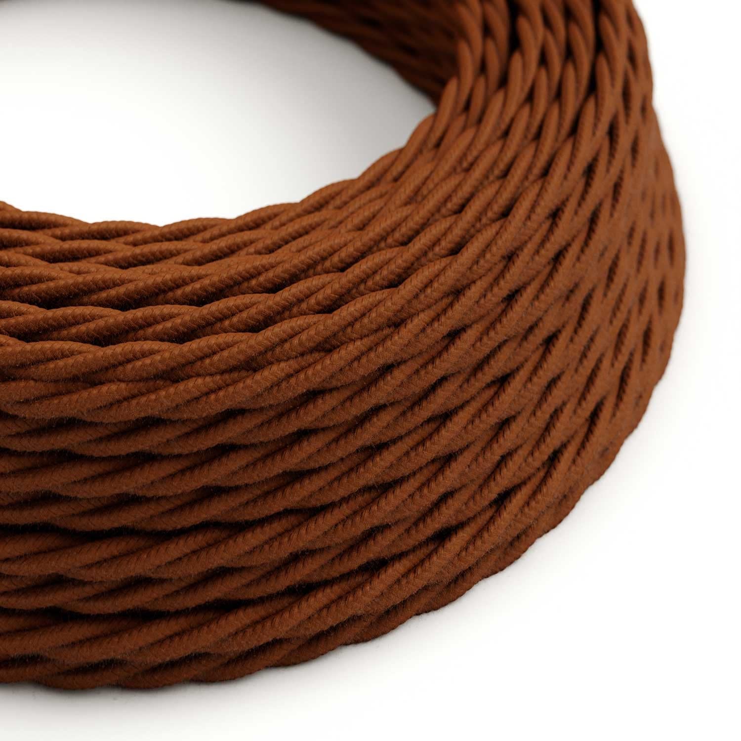 Creative-Cables L'originale cavo elettrico rivestito in tessuto 2 x 0,75 mm² (20 m, Marrone Cannella TC23) – Trecciato, cotone – Sicurezza certificata, made in Italy