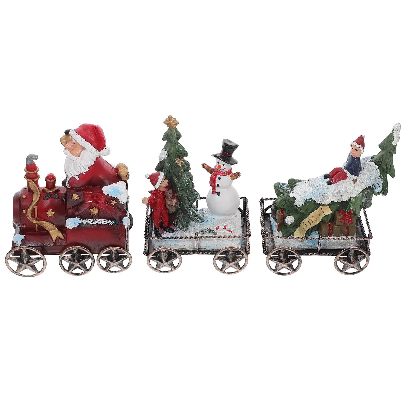 TOYANDONA 3 Piezas Juego de Tren de Resina Navideño de Tres Piezas para