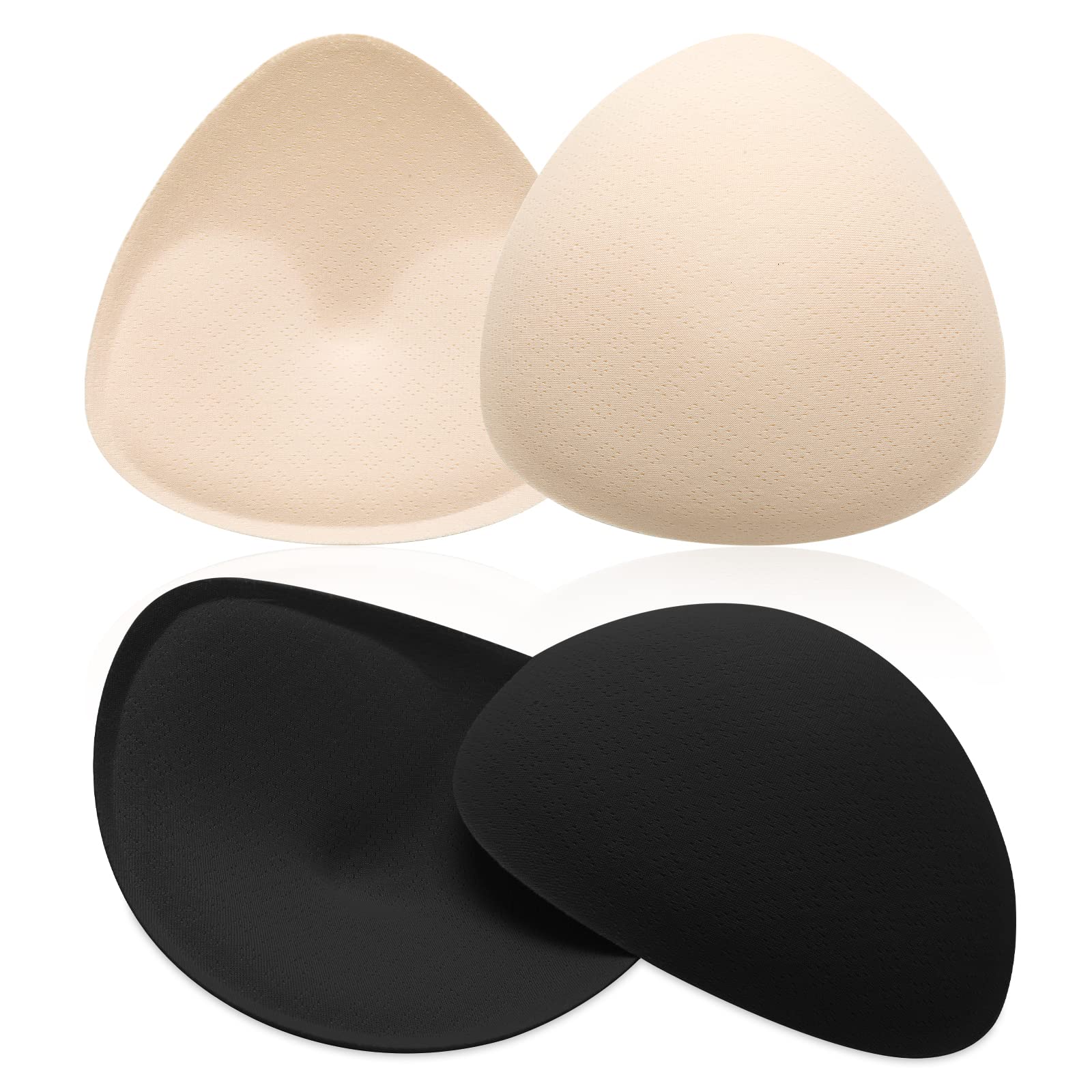 2 Pairs Bra Pads Inserts, Triangle Breathable Bra Inserts Skin Color Removable Breast Padding Bra Pads for Women Girls