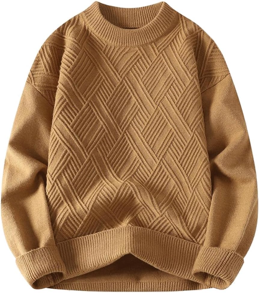 Gerrit メンズセーター秋冬丸首ニットカジュアルメンズ暖かいインナーコーデ (Color : A, Size : M)