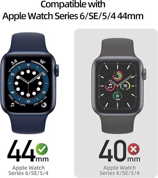 PZOZ Watch Band Case with Screen Protector Compatible for Apple Watch  Series SE /4 /5 /6 44mm, Full Coverage Silicone Strap Bumper Defense Cover  Edge Accessories for iWatch Women Men Sport(Black) :