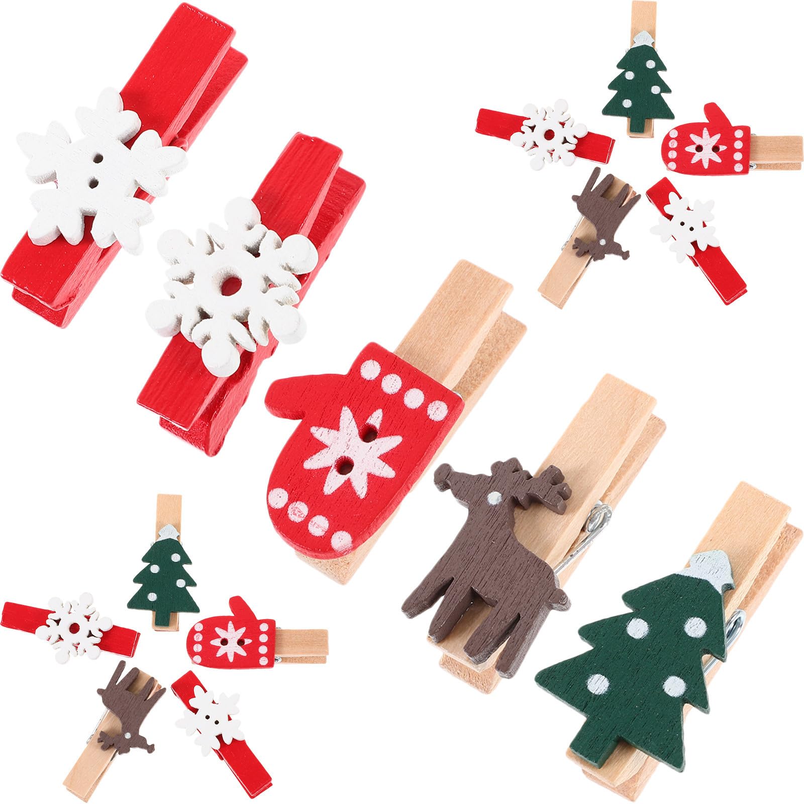 TOYANDONA 375 Stück Weihnachts Holzklammern Kleiner Wäscheklammern 4x25, | Foto und Kartenclip, Leicht, Einfach zu Nutzen, Kompakt Lagerbar, für Tür und Weihnachtsbaum