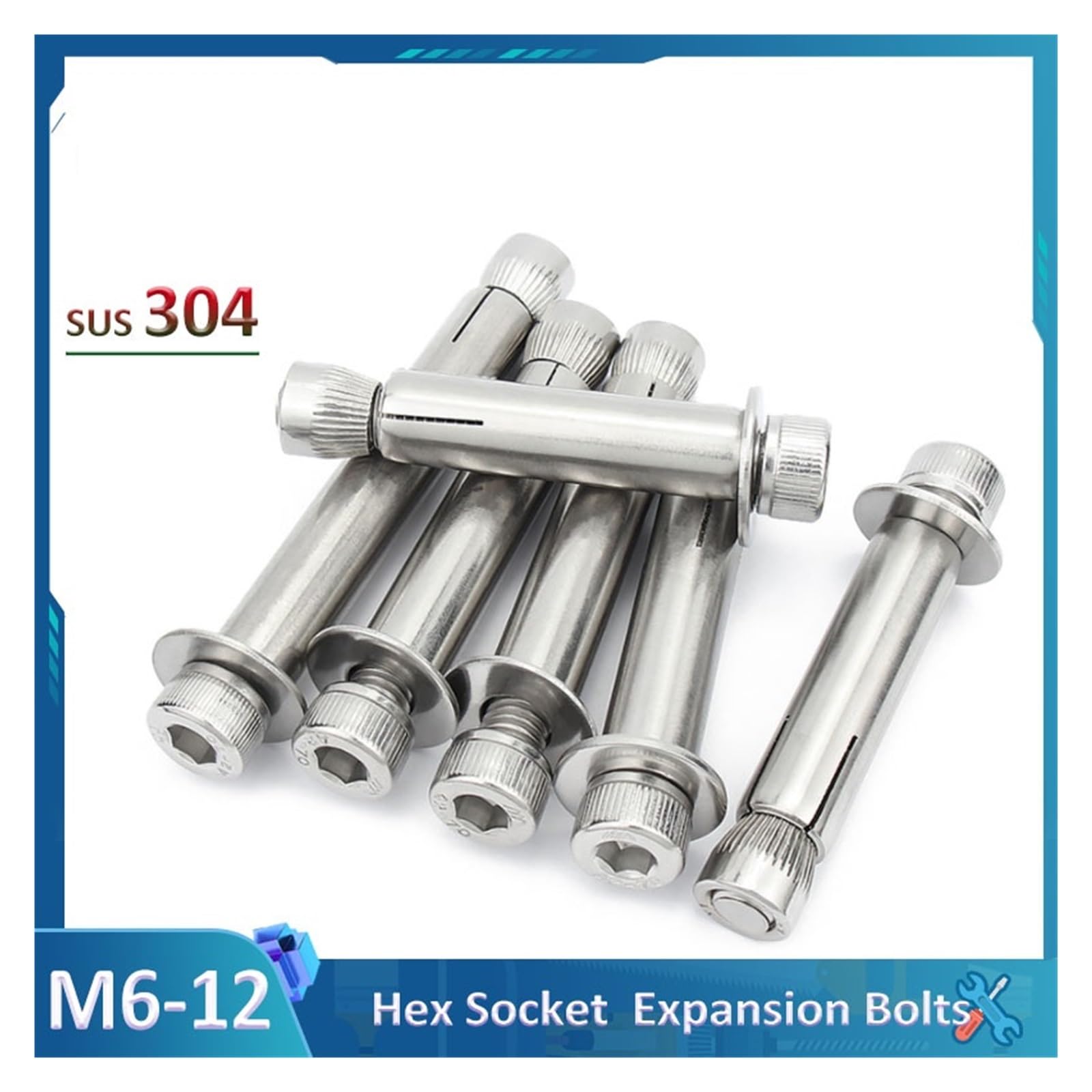 Tacos de expansión de metal, tornillos de expansión, tornillos de expansión, (M10 x 80)