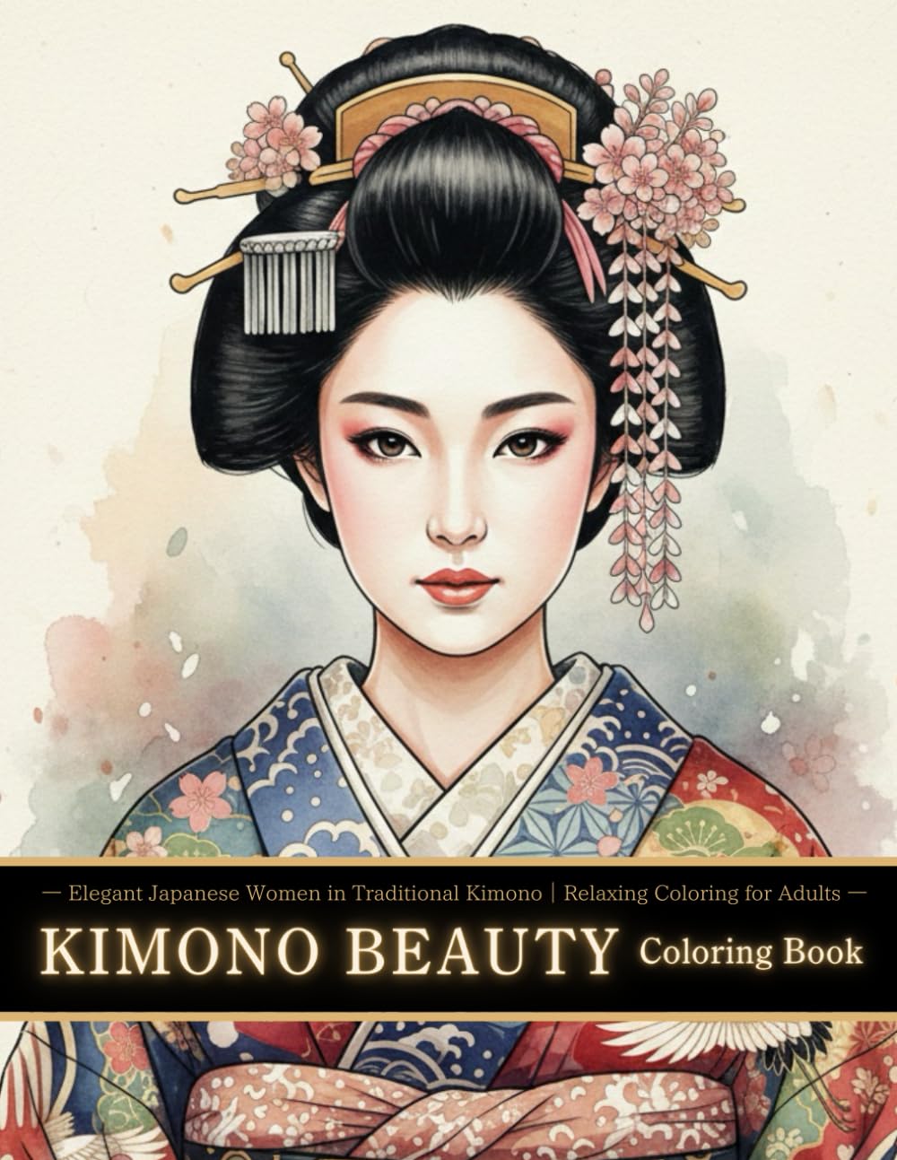 KIMONO BEAUTY Coloring Book: Elegant Japanese Women in Traditional Kimono｜Relaxing Coloring for Adults