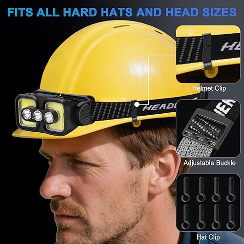 Miniatura 7 de Faros delanteros recargables con sensor de movimiento de luz roja, faros LED para adultos y niños, impermeables, brillantes, para senderismo, para