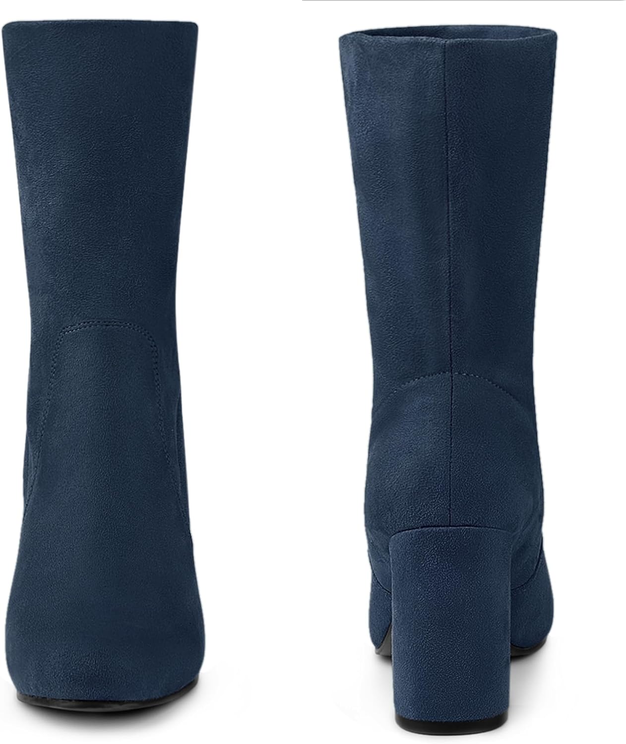 Allegra K Women's Stretch Round Toe Block Heel Sock Ankle Boots