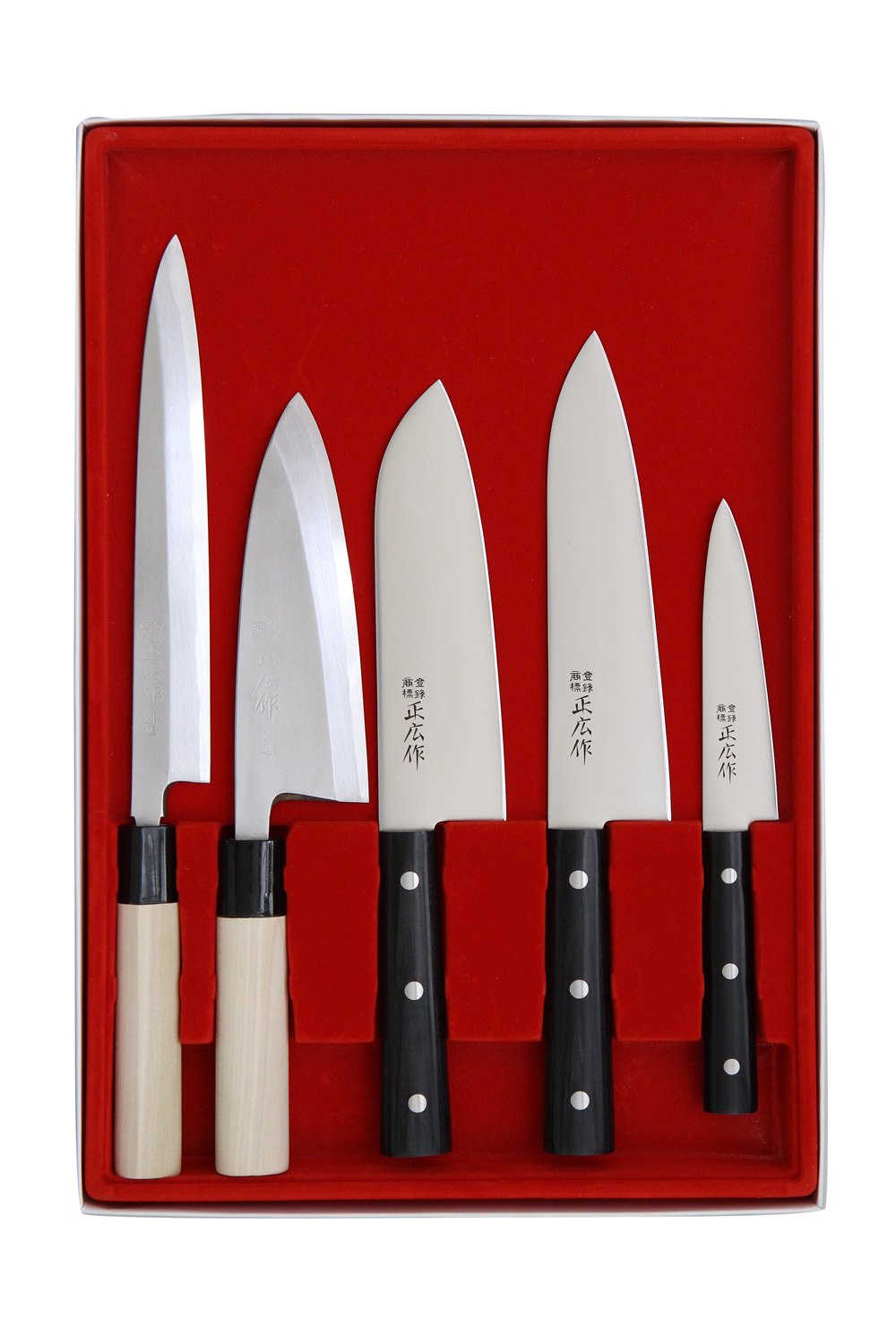 Amazon.co.jp: 正広作 GIFT5本 C-SET(三徳・牛刀・ペテー・出刃・柳刃