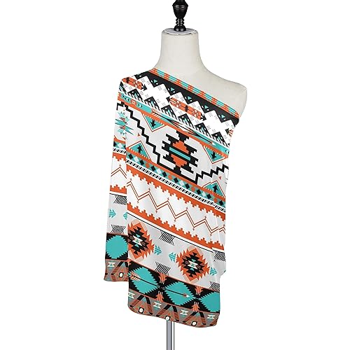 Miniatura 5 de MoonTour - Funda de lactancia con diseño geométrico étnico cheurón azteca para lactancia materna, funda elástica para asiento de coche para bebé