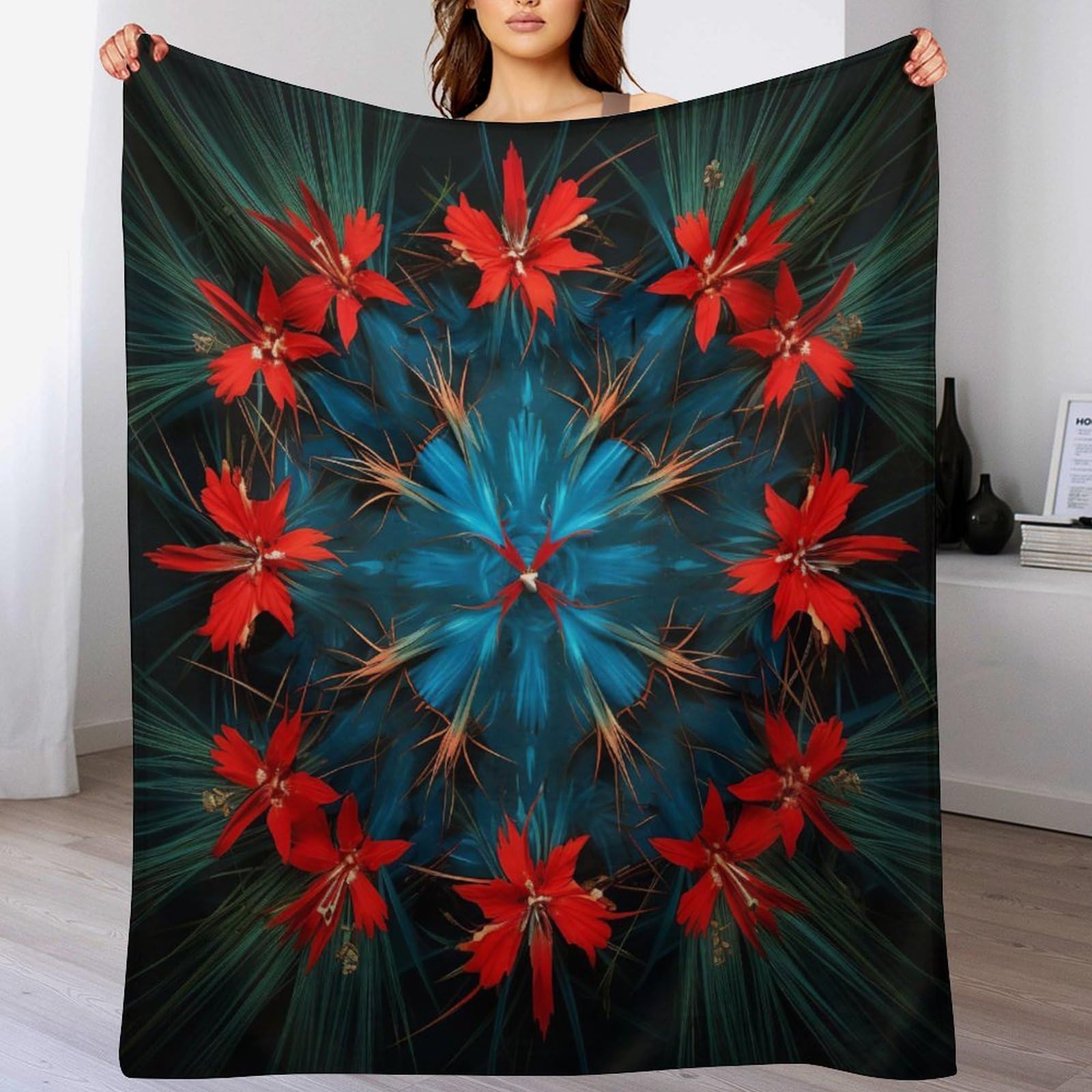 Manta de forro polar de franela con flores de alta calidad y tacto felpa premium