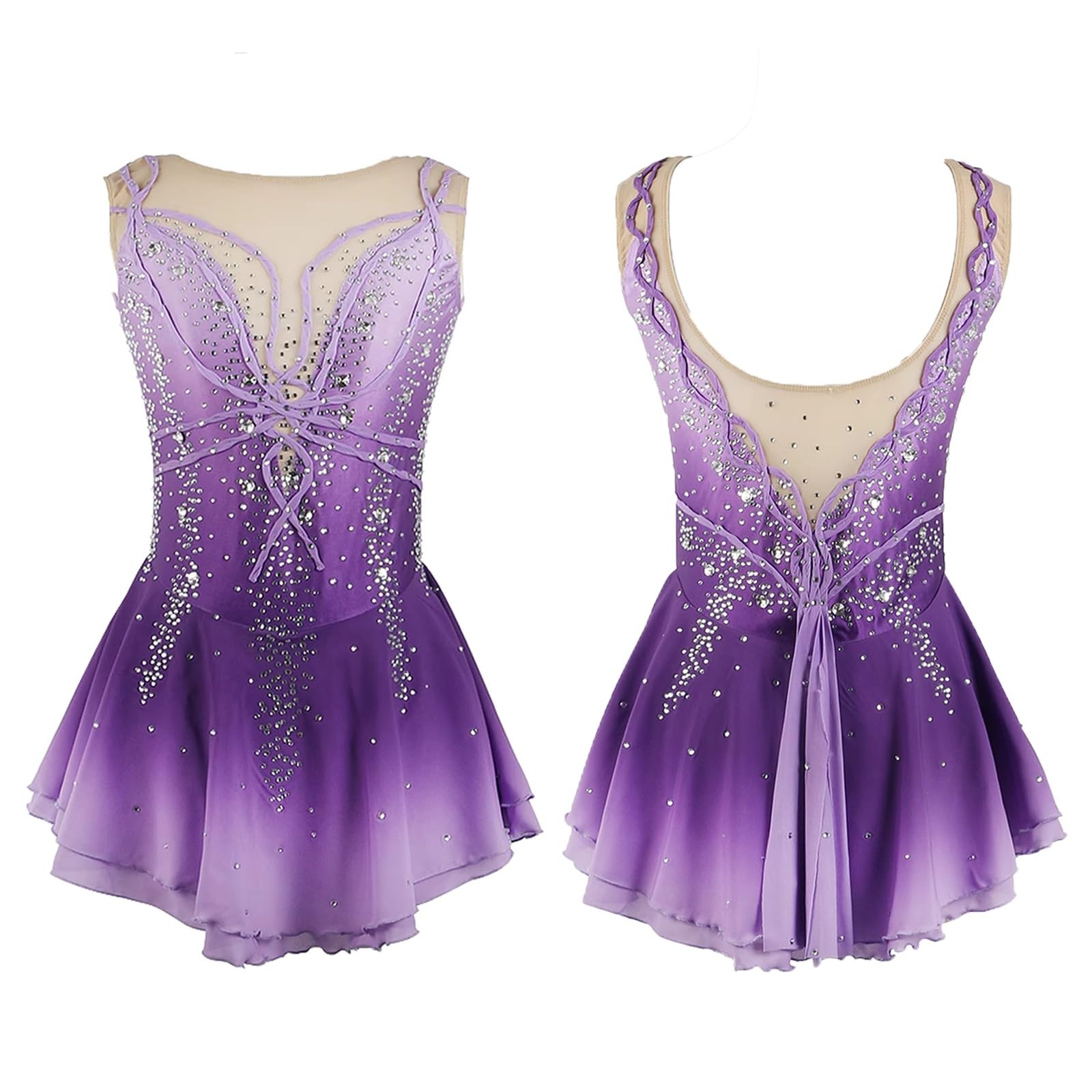 Eiskunstlaufkleid for Mädchen Und Frauen, Glitzernder Balletttanzanzug, Wettkampf-Performance-Skating-Anzug