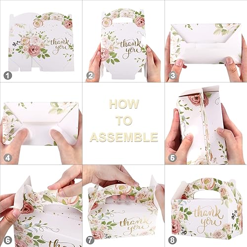 Miniatura 7 de Paquete de 24 cajas de regalo de fiesta, cajas de dulces de agradecimiento de papel de aluminio dorado para bodas, despedidas de soltera, cajas