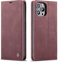 Vista 8 de SINIANL Funda de piel tipo cartera para iPhone 13 Pro Max, funda plegable con soporte magnético, ranura para tarjetas, funda protectora para iPhone