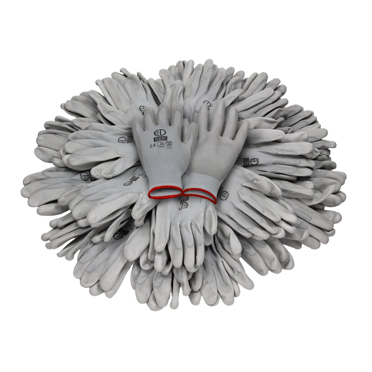 ECD Germany 36x Par Guantes de Trabajo con Revestimiento de PU Talla 7-S Color Gris Manoplas de Protección Ideal para Constructores Mecánicos Construcción Jardinería Antideslizantes y Resistentes