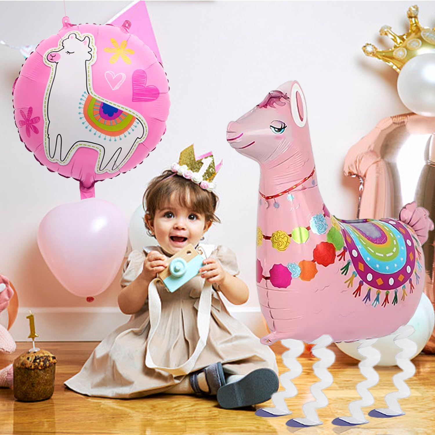 4 Alpaca Balloons, Cartoon Animal Aluminum Film Balloons, Children'S S, Party Decorations, Pink - Image 4