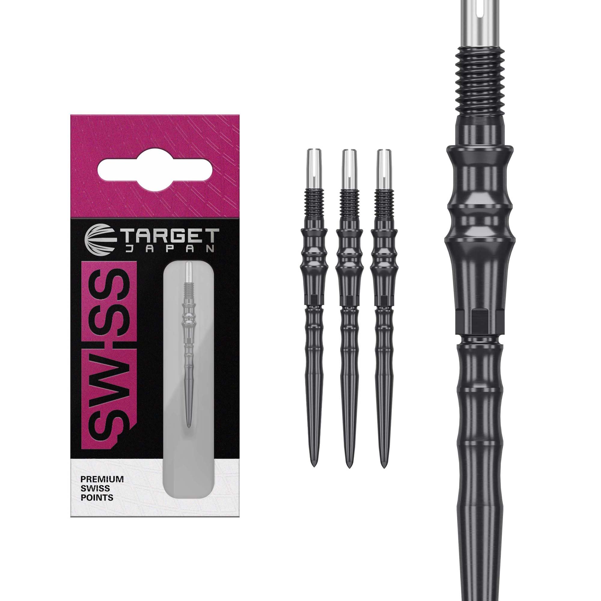 Target Japan Premium Swiss Points, 3 Pack Set of Tips 30MM – Black | Change Dart Points, Spare Tips, Professional Darts Accessories — image 1