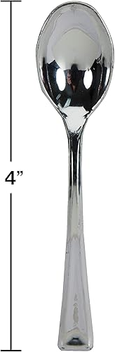 Miniatura 2 de Creative Converting 51924 Mini cucharas de plástico en caja, color plateado metálico, 24 piezas