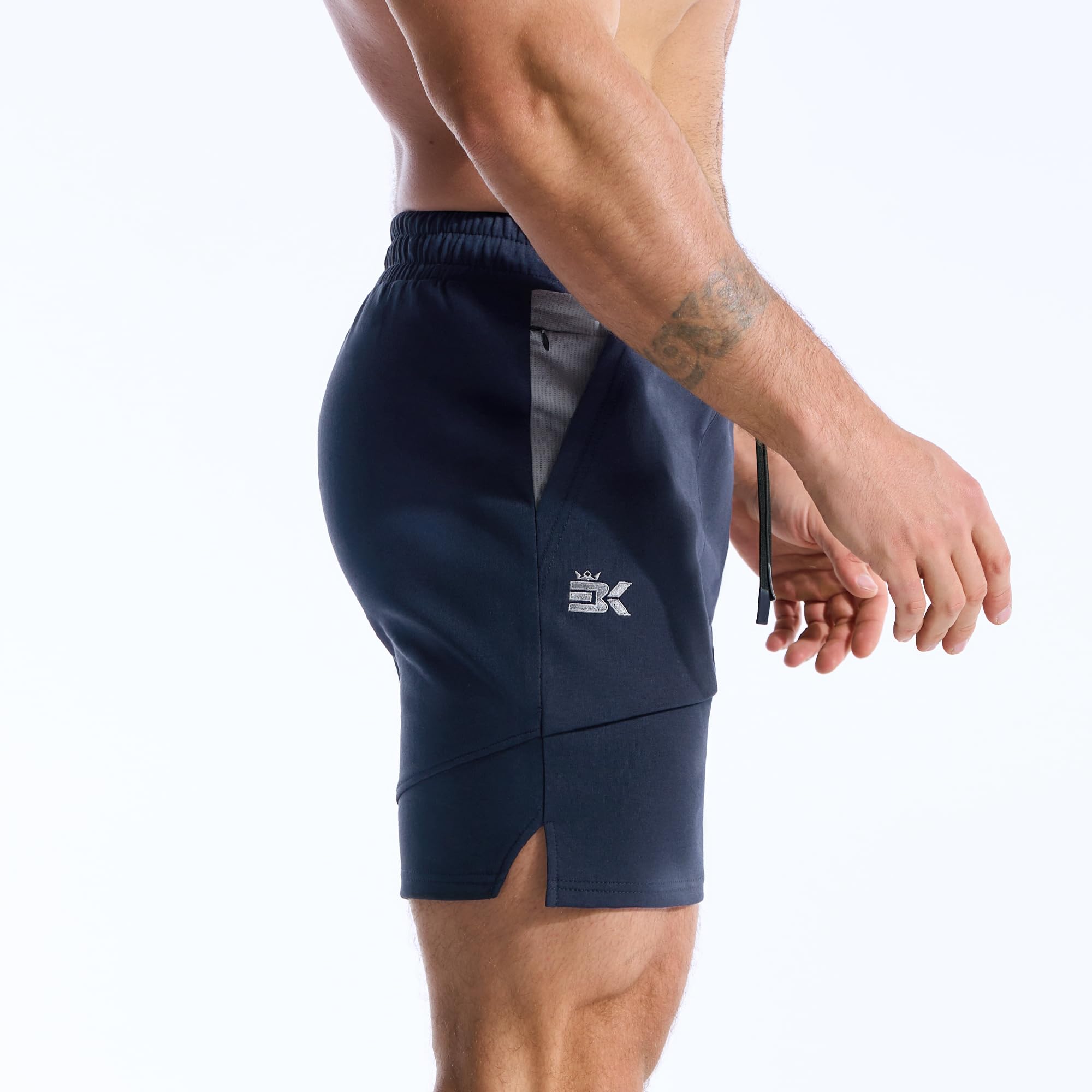 ZENWILL FlotaBols Pantalones Cortos Deporte Cremallera Hombre Pantalón Corto Gym Transpirable,Shorts Elástica Algodón Running — view 2