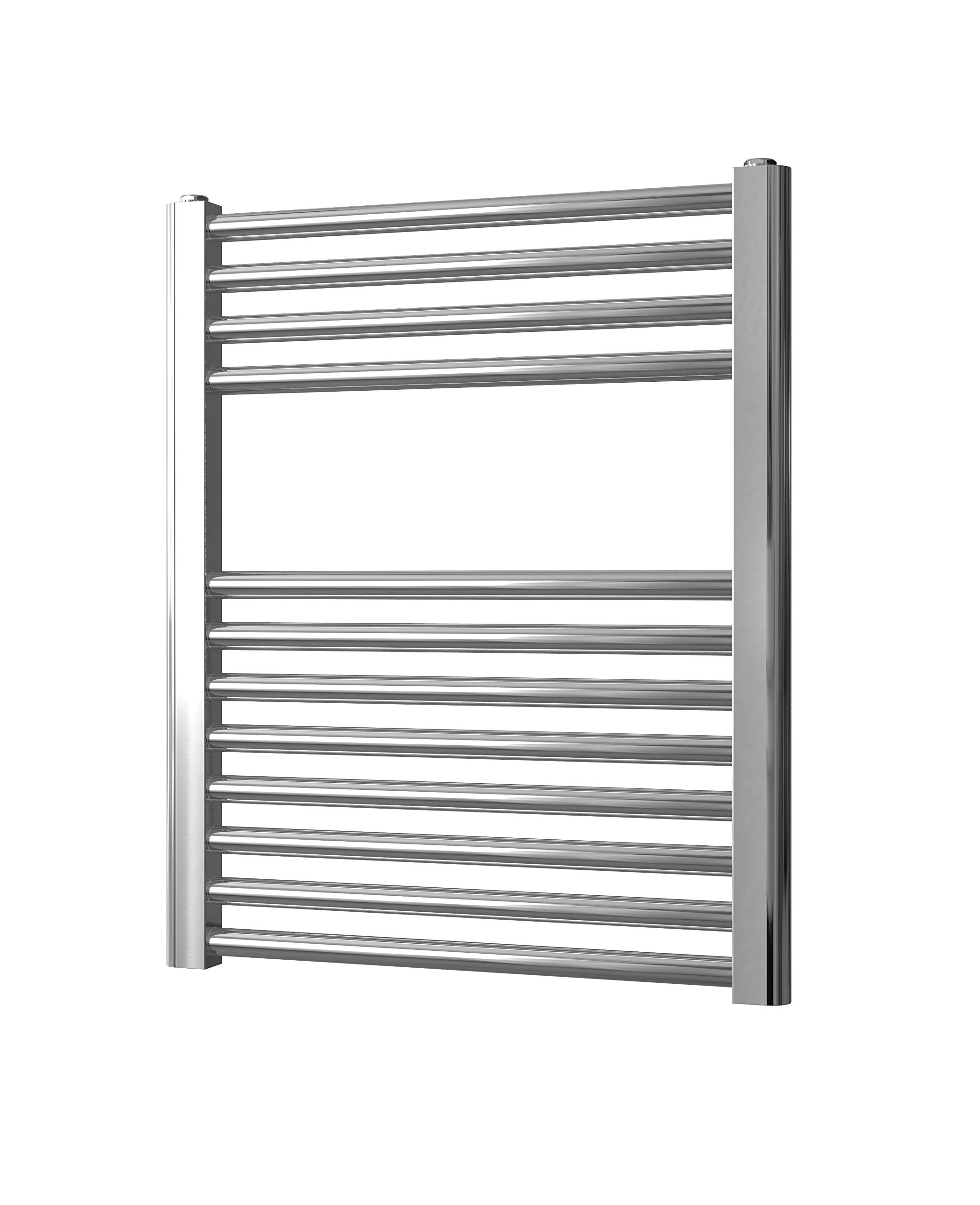 Toallero Calefactor Recto Cromado de 500 mm de Ancho x 600 mm de Alto | Plano, calefacción central, radiador de toallas, recto, baño