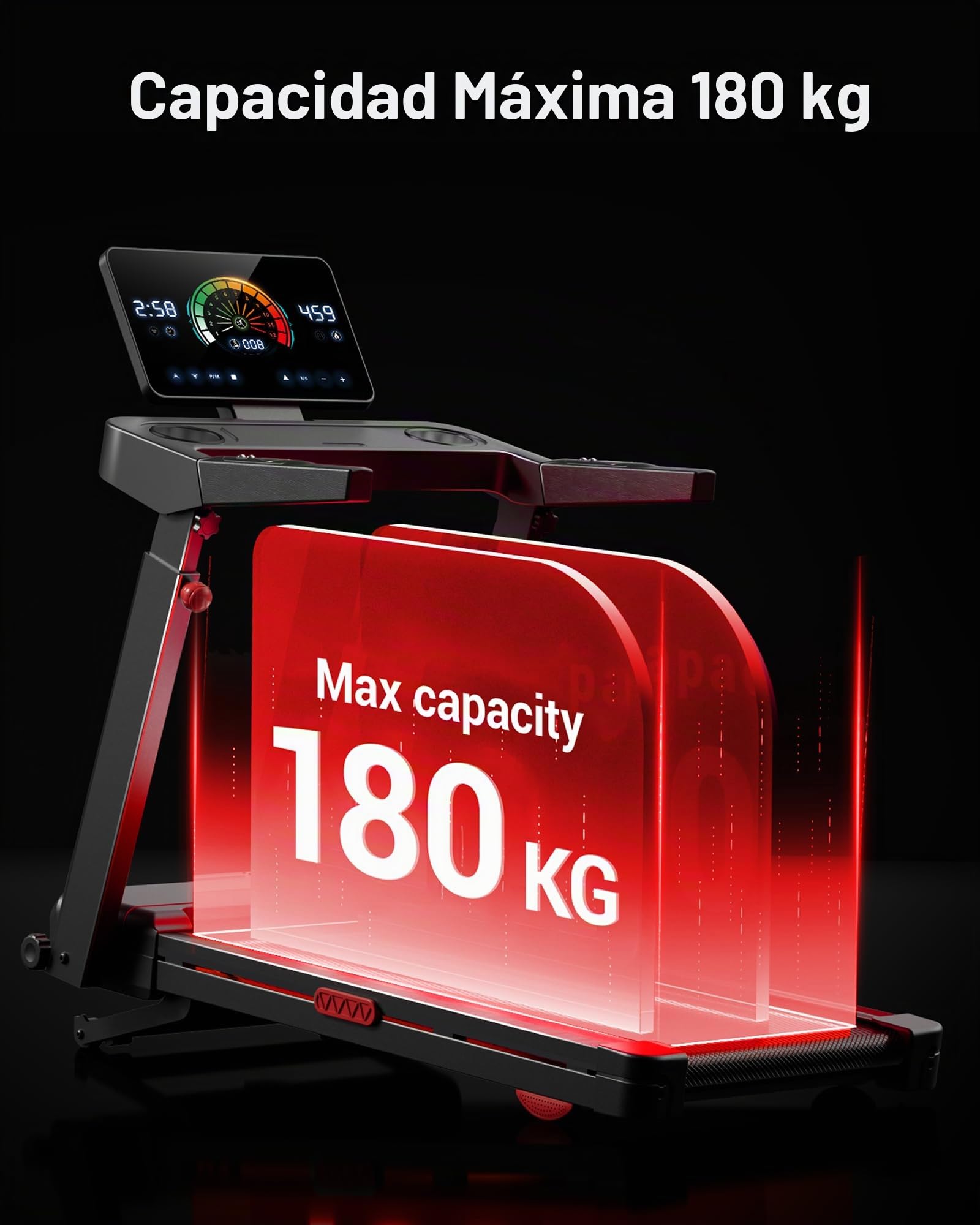 UMAY Cinta de correr con pendiente automática, 14 km/h para el hogar, plegable, consola ajustable de 4 velocidades y motor silencioso de 3,5 CV, Treadmill for Home máx. 180 kg