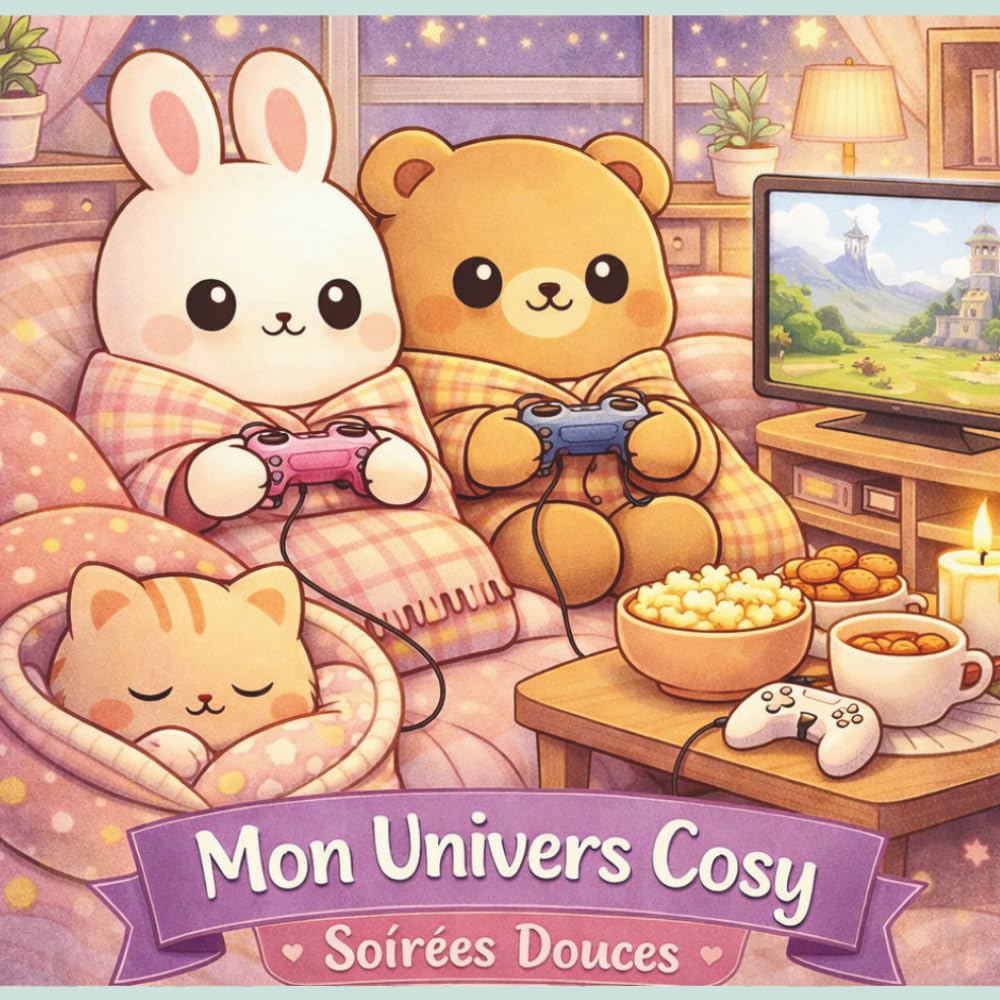 Mon univers cosy Soirées Douces: Coloriage anti-stress avec 50 illustrations cosy d’animaux adorables