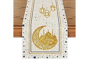 Artoid Mode White Moon Star Ramadan Table Runner, Your Ultimate Ramadan Decor