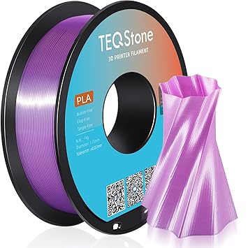 TEQStone Silk PLA Filament 1.75mm Purple 1KG Spool, Consistent Diameter +/-0.02mm 3D Printer Filament Vacuum Packaging