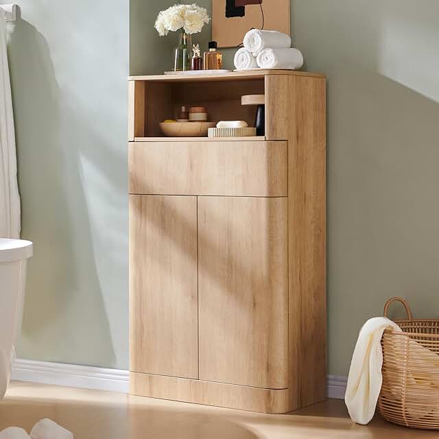 ACCOHOHO Modern Minimalist Bathroom Cabinet with Adjustable Shelf, Slidi...
