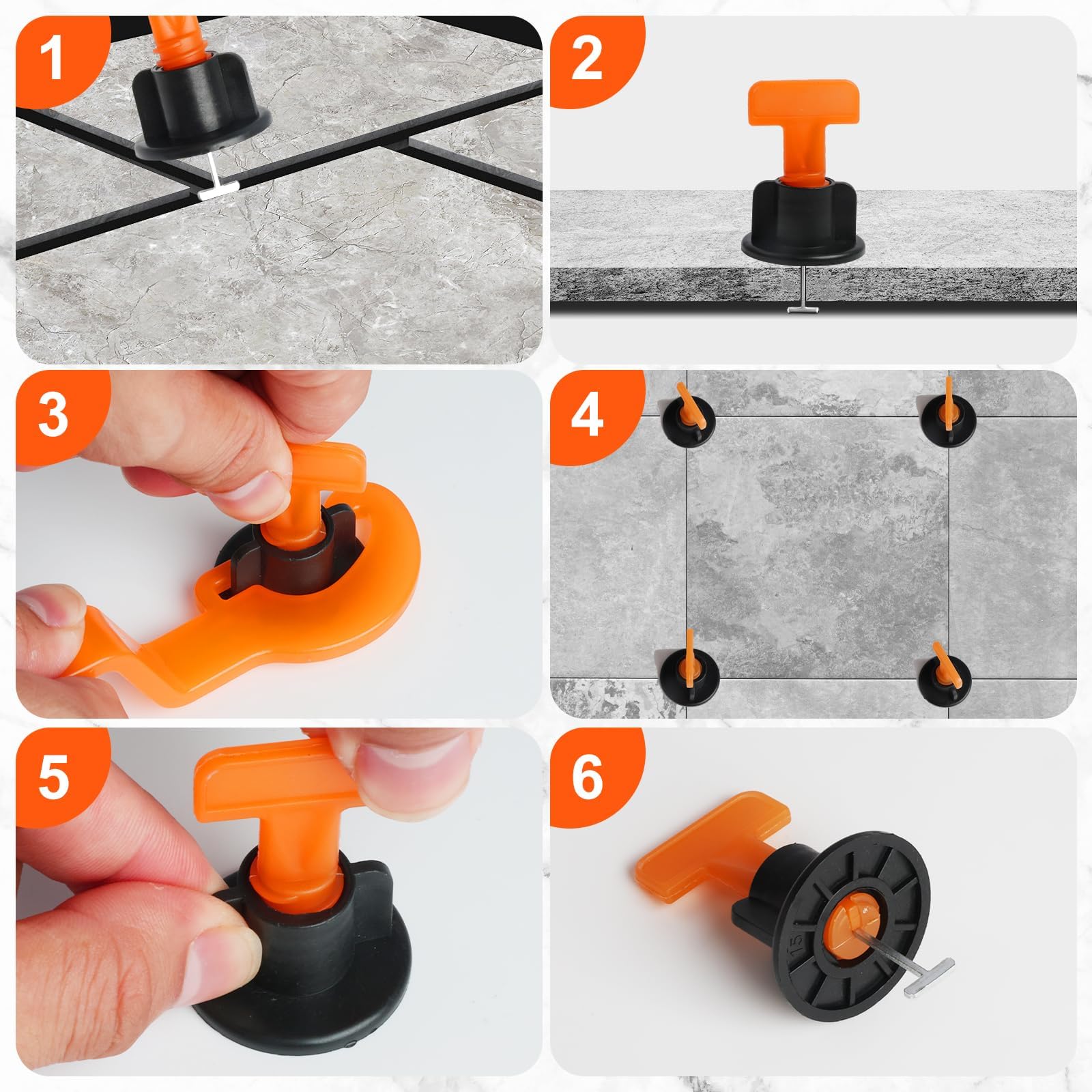 Storystore Kit di livellamento per piastrelle, 600 livellatori da 1/16", 3000 clip distanziali e 300 cunei in acciaio e 12 chiavi, sistema di livellamento riutilizzabili per installazione di pareti e