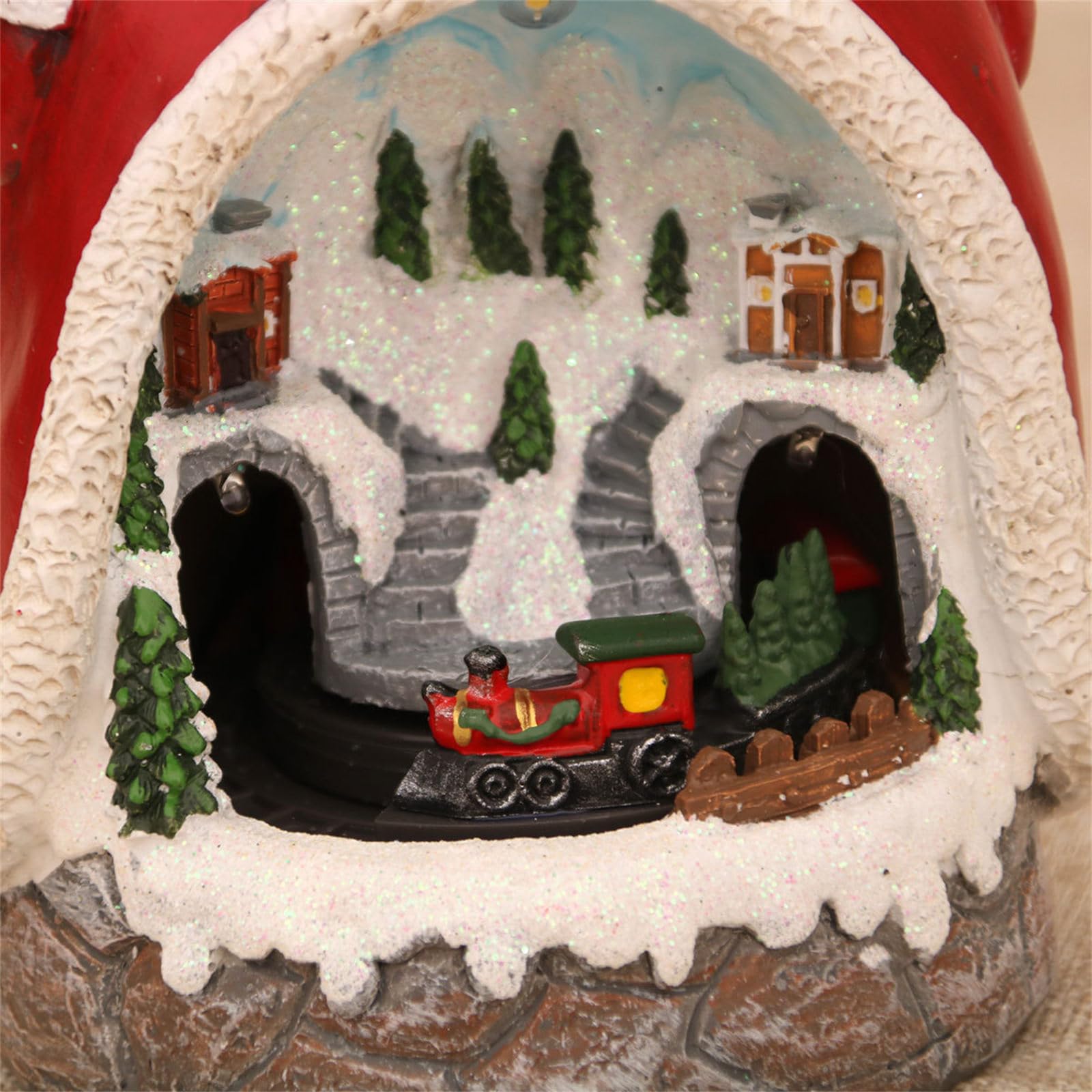 Figurina Cabina Natalizia Scatola Musicale Musica in Resina con Treno Rotante per la Decorazione Domestica Musica Regalo Compleanno