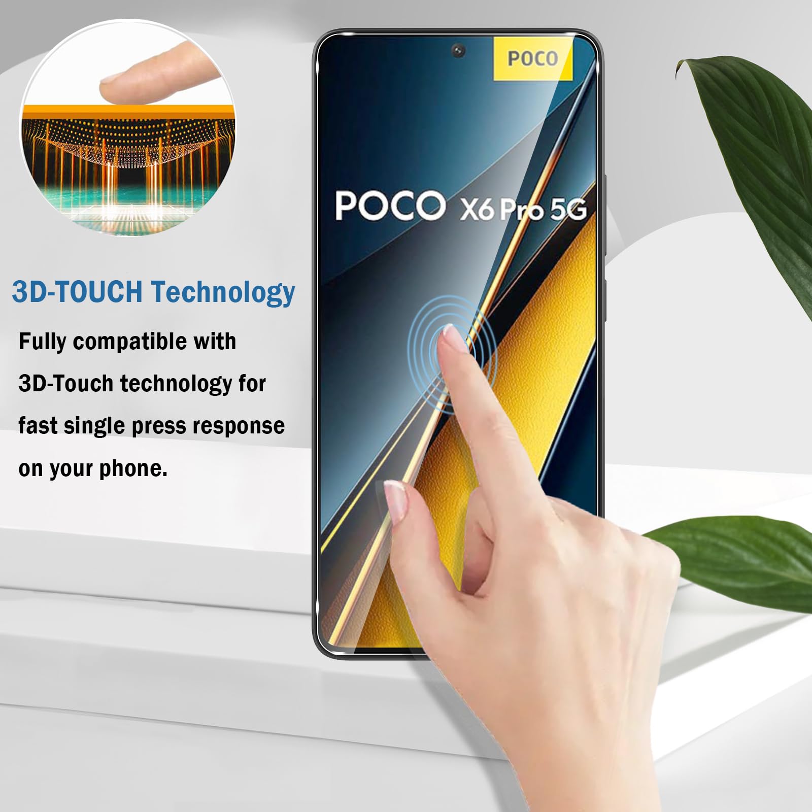 RankOne 2 Pezzi, Vetro Temperato per POCO X6 Pro 5G (6.67 Inches), Pellicola Prottetiva Anti Graffio, Anti-Impronte, Senza Bolle, Durezza 9H. - Nero