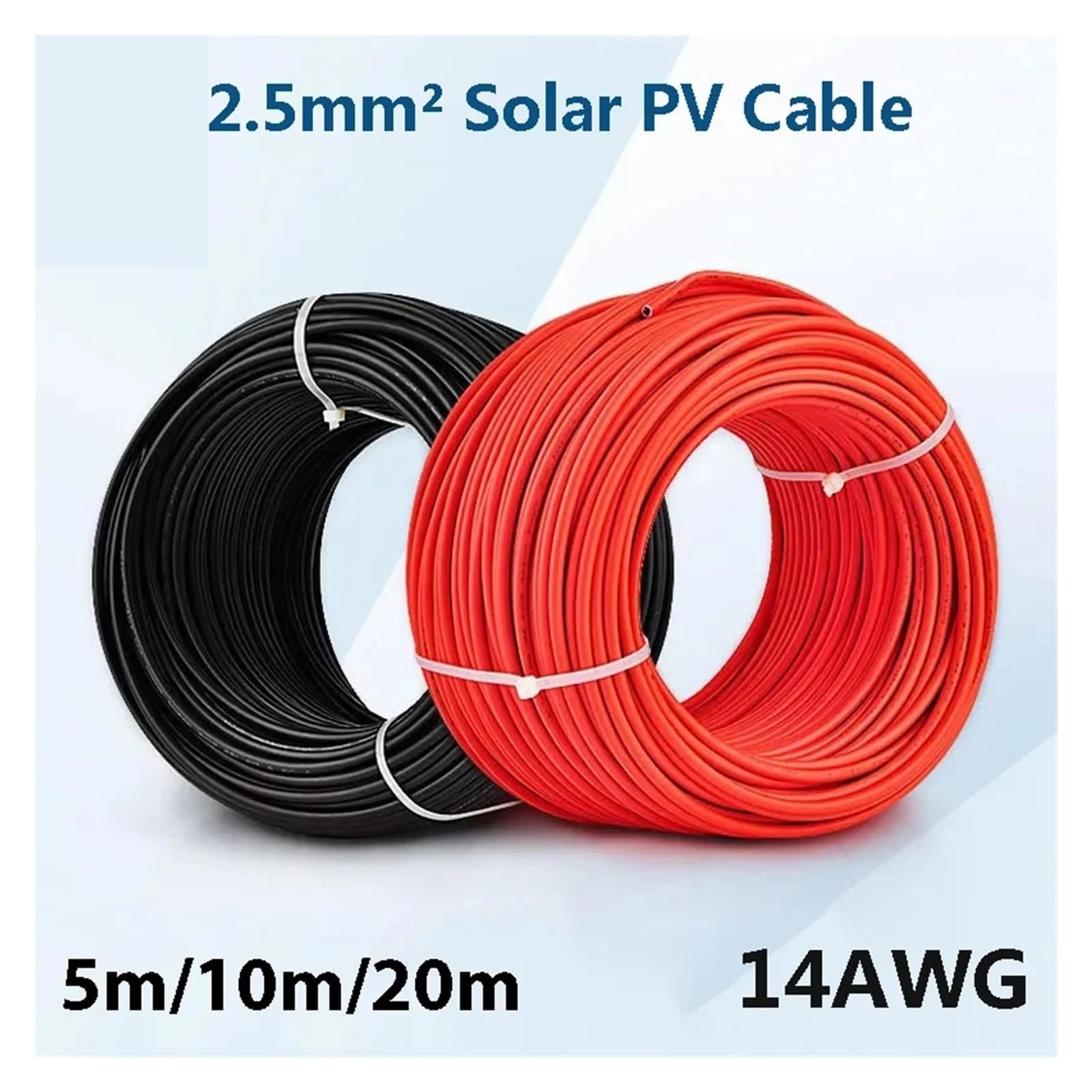 Cavo fotovoltaico TUV del Cavo fotovoltaico del Cavo di energia Solare del ² 14AWG di 2.5mm for Il Collegamento 5/10/20m dei Pannelli fotovoltaici (Color : Red Cable, Size : 10M_14 AWG-2.5MM2)
