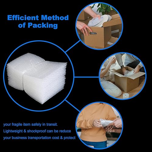Miniatura 6 de 50 bolsas transparentes de burbujas, 6 x 10 pulgadas, bolsas de amortiguación de doble pared para mudanza, envío y embalaje