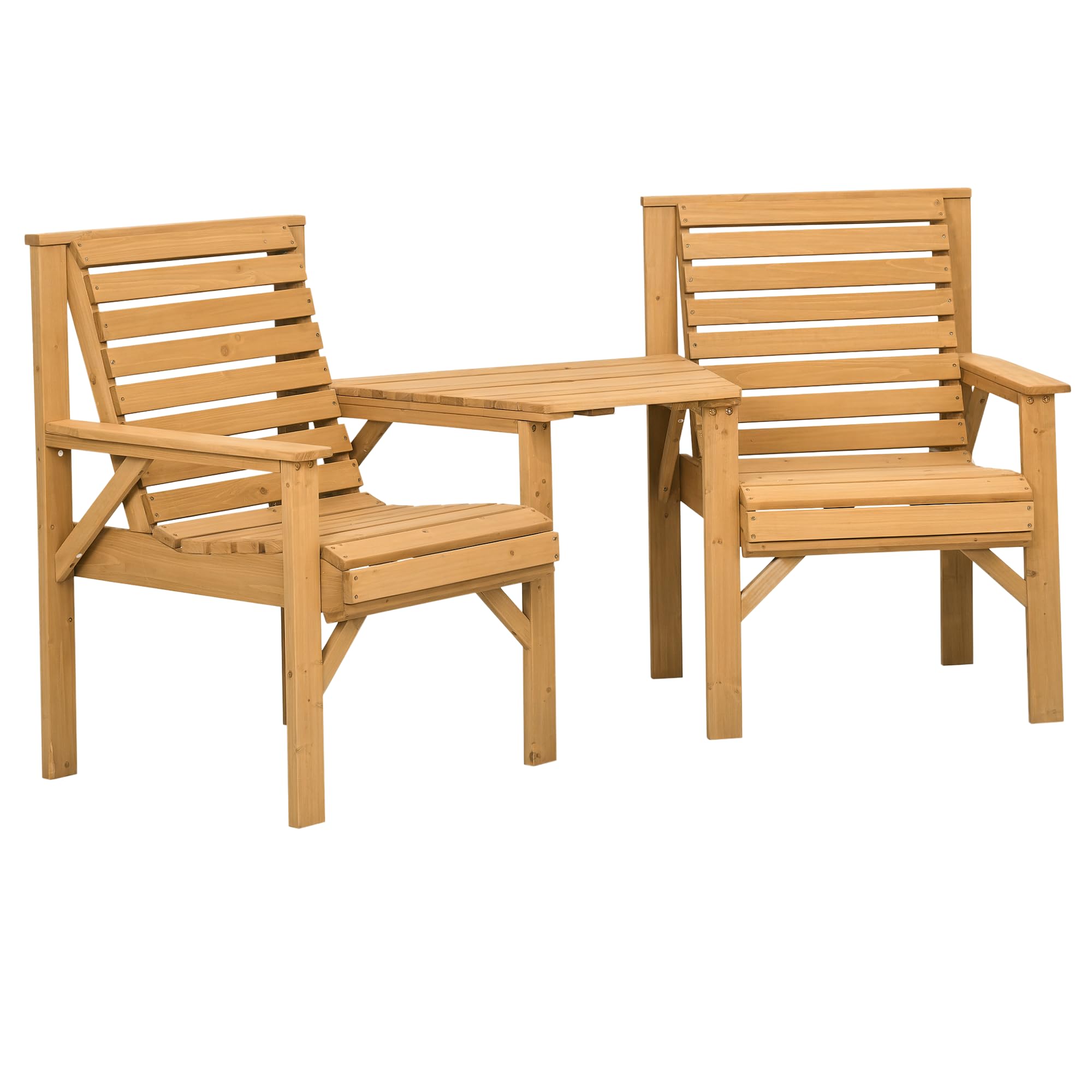 Outsunny Bistro-Set 3-teilig aus Holz Wetterfest Gartenmöbel Set mit Lamellendesign Sonnenschirmloch Gartenstühlen Outdoor Balkonmöbel Set Sitzgruppe Balkonset Gartengarnitur Braun