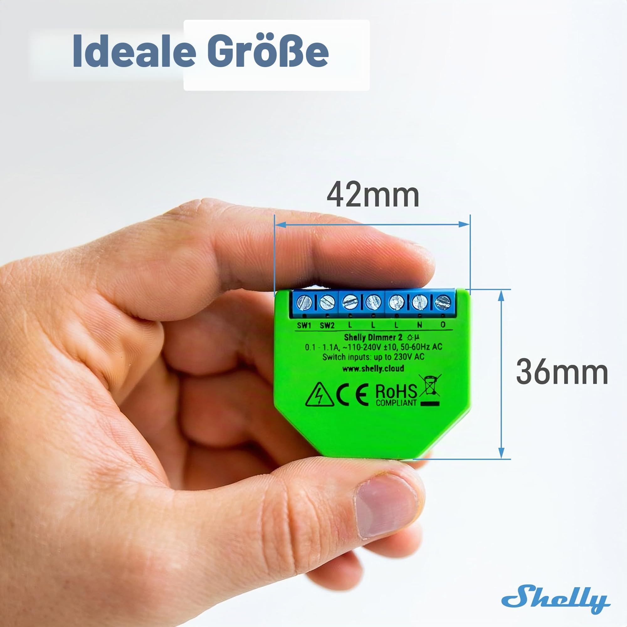 Shelly Dimmer 2, Intelligenter Wlan Dimmer, Kein Neutralleiter nötig, Hausautomatisierung, Kompatibel mit Alexa & Google Home, iOS Android App, Kein Hub erforderlich, Dimmbare Lichter (4 Stück)
