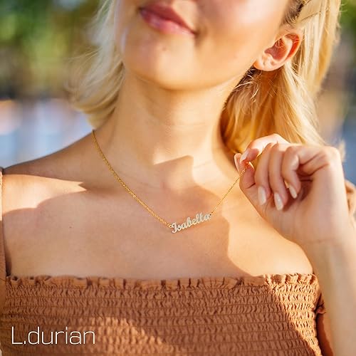 Miniatura 3 de Ldurian Name Necklace Personalized Name Pendant Necklace Christmas Gifts 14K Gold Dainty Name Plate Necklaces Birthday Jewelry Gift for Teen Girls