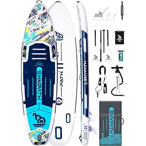Inflatable Stand Up Paddle Board,10'6''*32''/11'*34'' Ultra-Light SUP Board,Blow Up Paddle Board, Wide Stable Family Board for Youth & Adults of All Skill Levels with Full Set of SUP Board Accessories