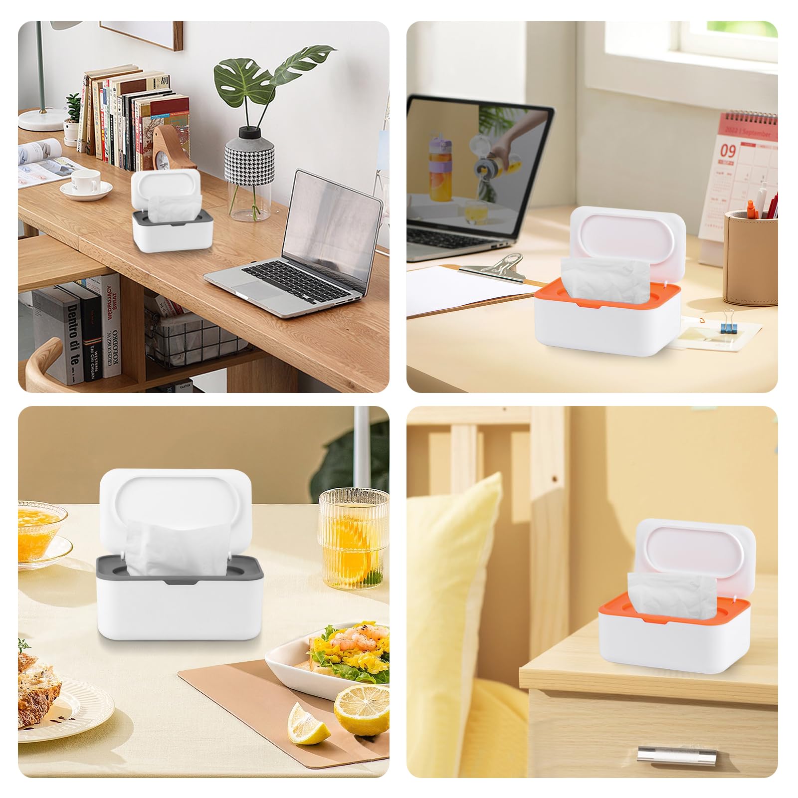 Paquete de 2 cajas dispensadoras de toallitas húmedas, dispensador de toallitas húmedas de plástico para uso en bebés y inodoro, caja de almacenamiento de papel higiénico húmedo, servilletero para el