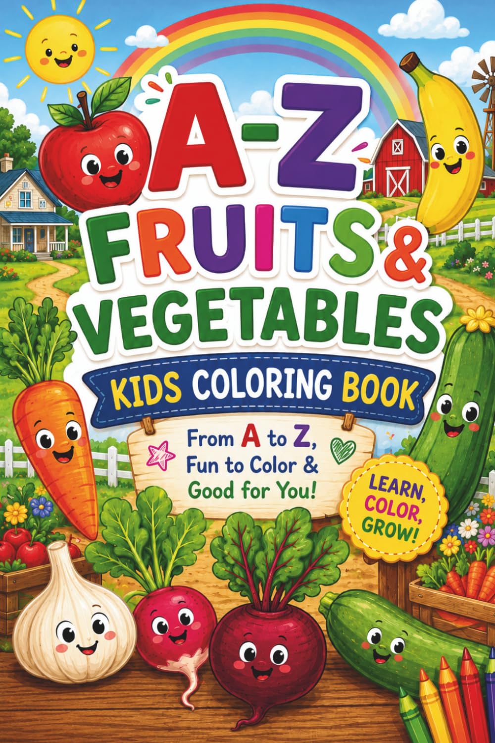 A-Z FRUITS & VEGETABLES KIDS COLORING BOOK: Educational and Fun Coloring and Tracing Pages to Learn Letters, Healthy Fruits & Vegetables from A to Z | ... SERIES: An early learning series of books)