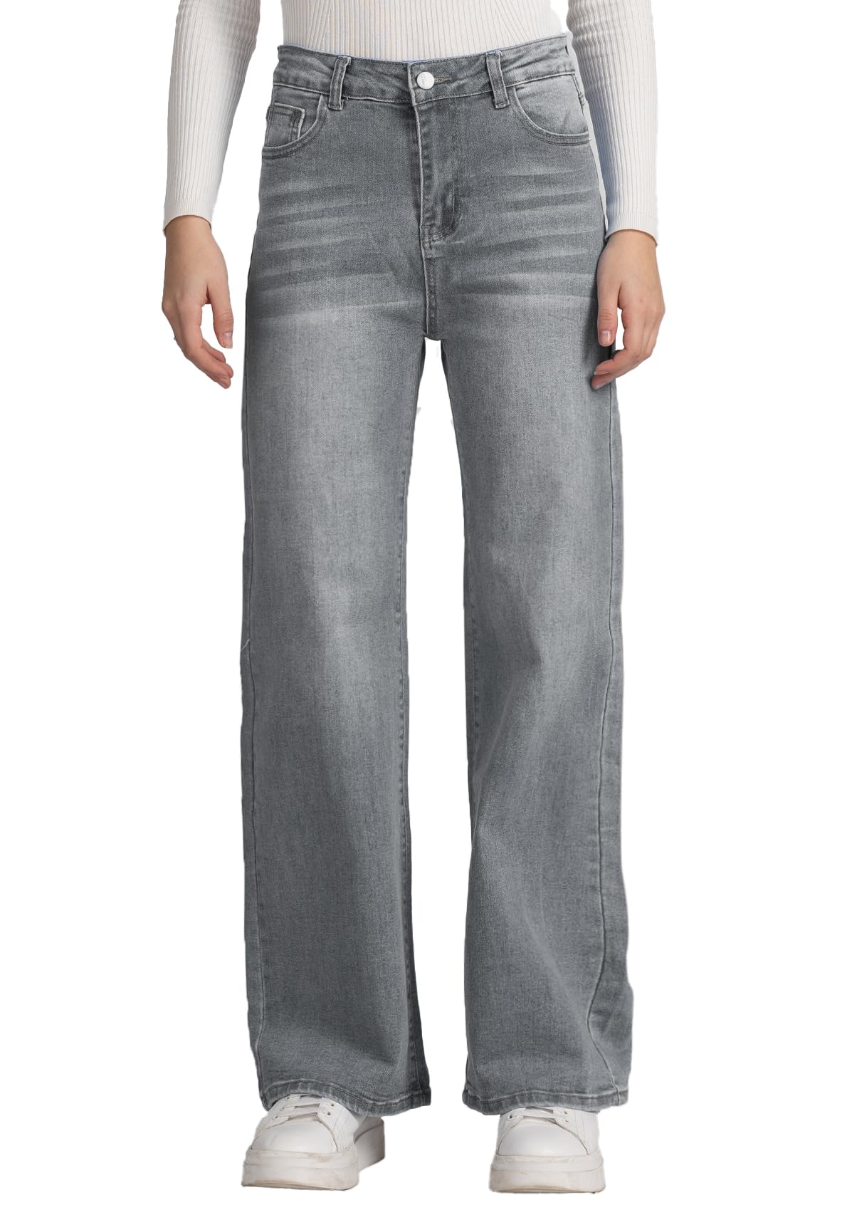 vittorio y Jeans Donna Vita Alta Larghi Jeans Donna Baggy Wide Leg Fit Jeans FX9050