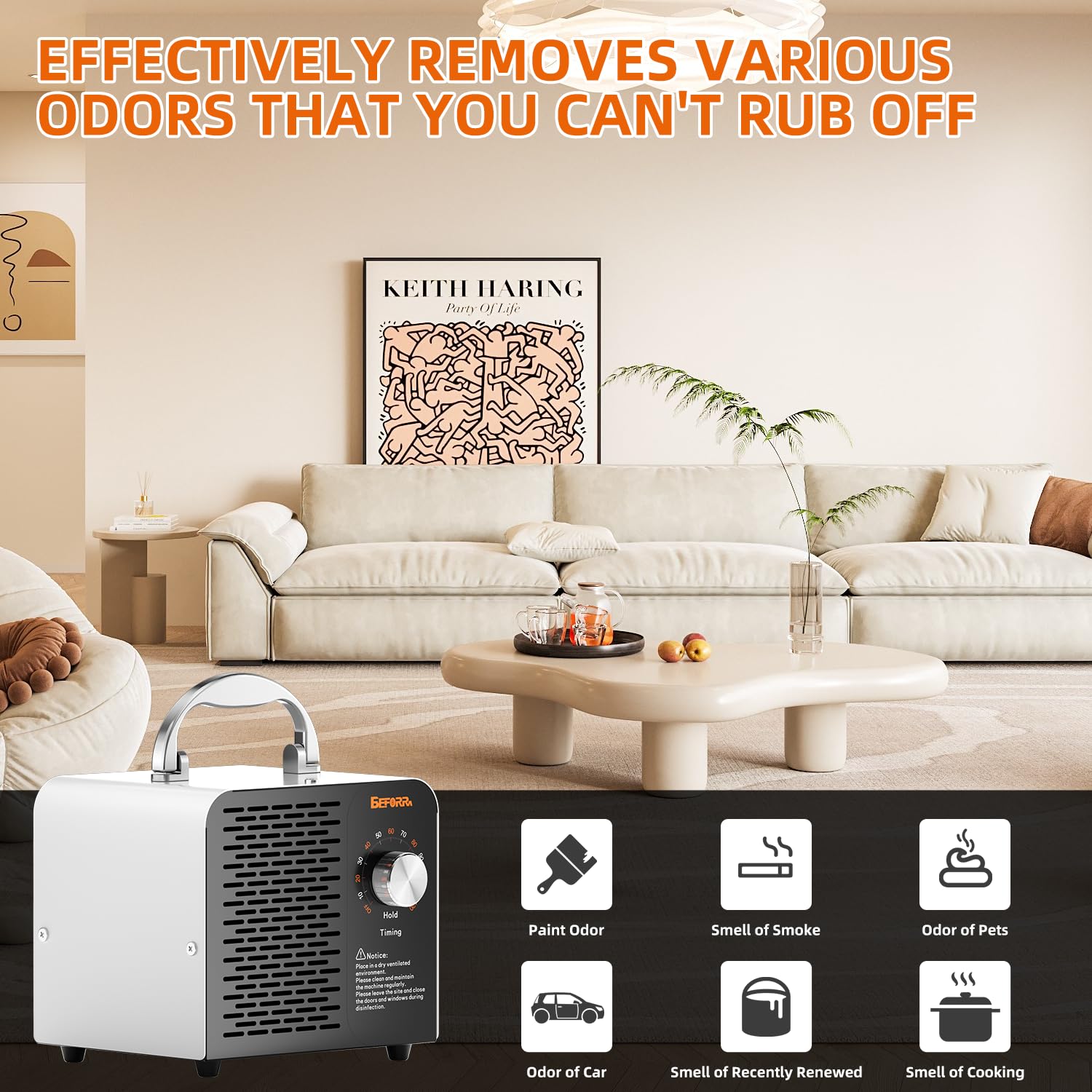 BEFORRM Generatore di Ozono Professionale 35.000 mg/h, Generatore Ozono con Timer 120 Min, Macchina Ozono Alta Capacità per 200㎡, Ozonizzatore per Ambienti, Casa, Auto, Fumo, Odori di Animali