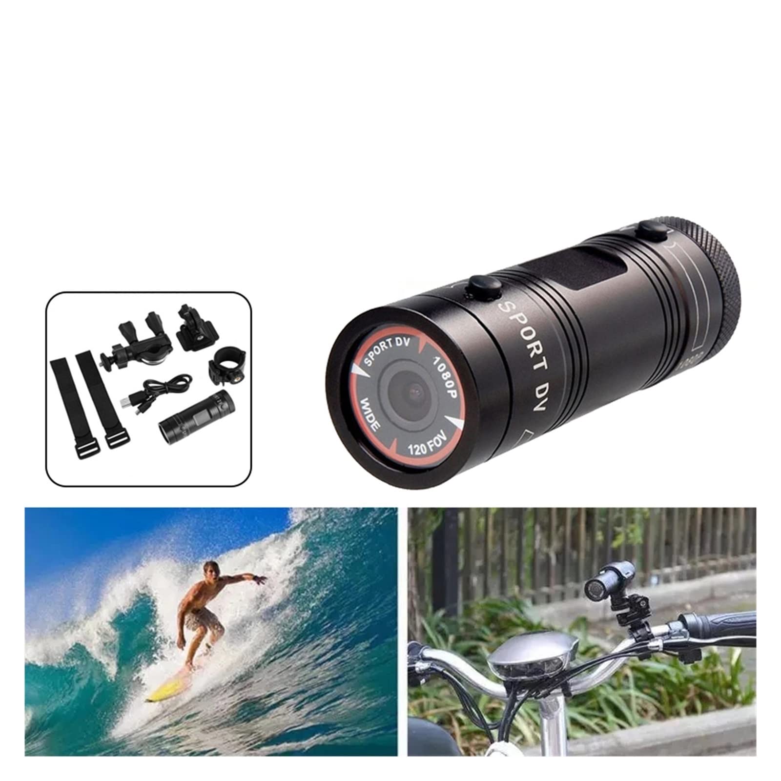 Action Cam, Telecamera sportiva for bicicletta Telecamera sportiva impermeabile 4K Mountain Bike moto Azione Mini videocamera Videocamera DV F9 Full 1080p HD Videoregistratore for auto ,All'aperto, Sp