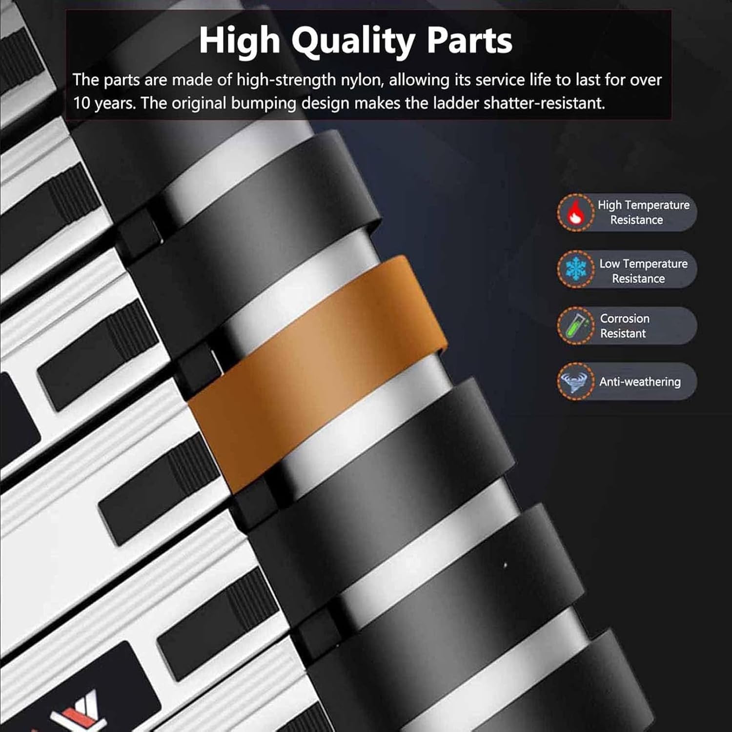 Telescoping Ladder Aluminum DIY RV Extension Folding Ladder with Heavy Duty Strap, 330lbs Max Load Heavy Duty Portable Home Ladder with Non-Slip Rubber Feet