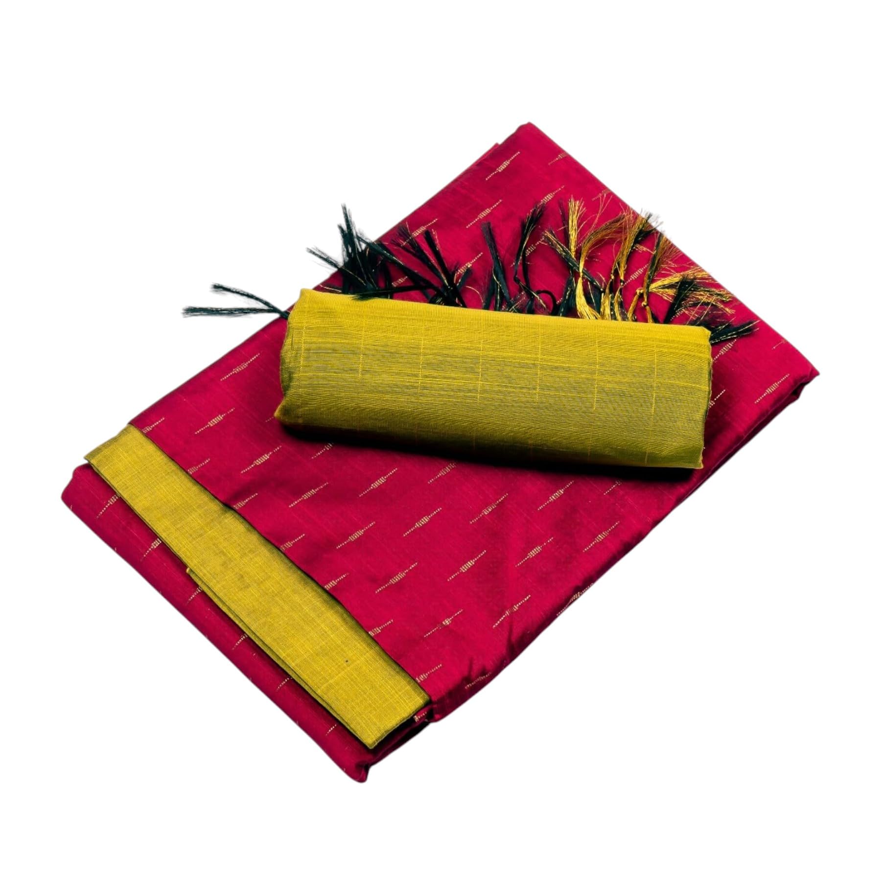 e-tail Raw Silk Dress Material Set with Zari Border | Pink Top & Parrot Green Bottom | Top 2.5 Mtr, Bottom 2.5 Mtr, Dupatta 2.4 Mtr | Unstitched Ethnic Wear for Women | Ideal for Festival & Party-picture-29
