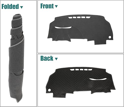 Miniatura 8 de X AUTOHAUX Cubierta del tablero del coche gris poliéster antideslizante alfombra protectora alfombra a prueba de sol para Honda Civic 2006 2007 2008
