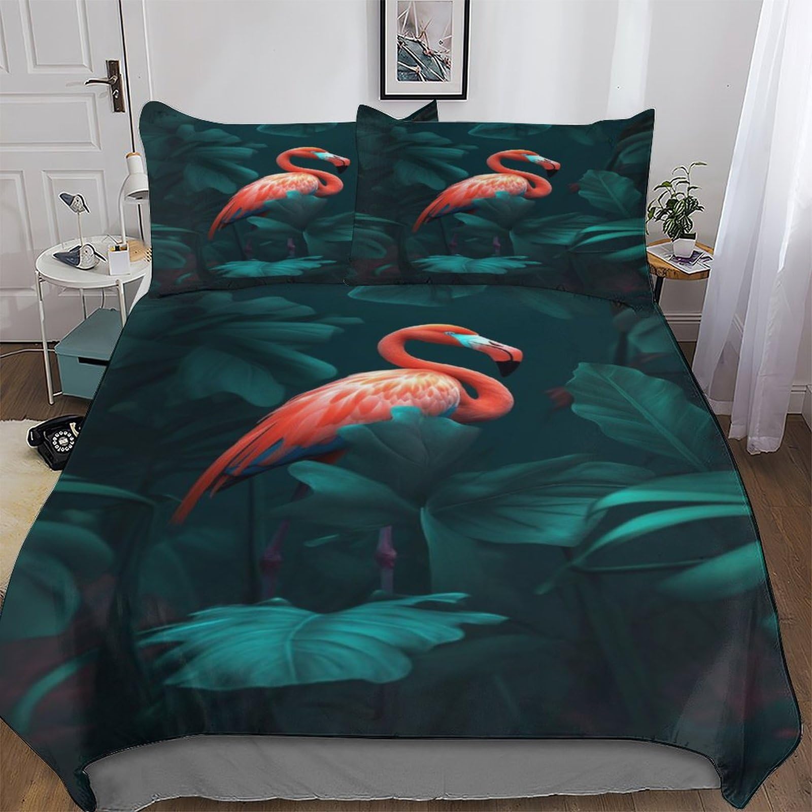Housse de couette King 220x240cm avec taies d'oreiller microfibre douce Aigrette