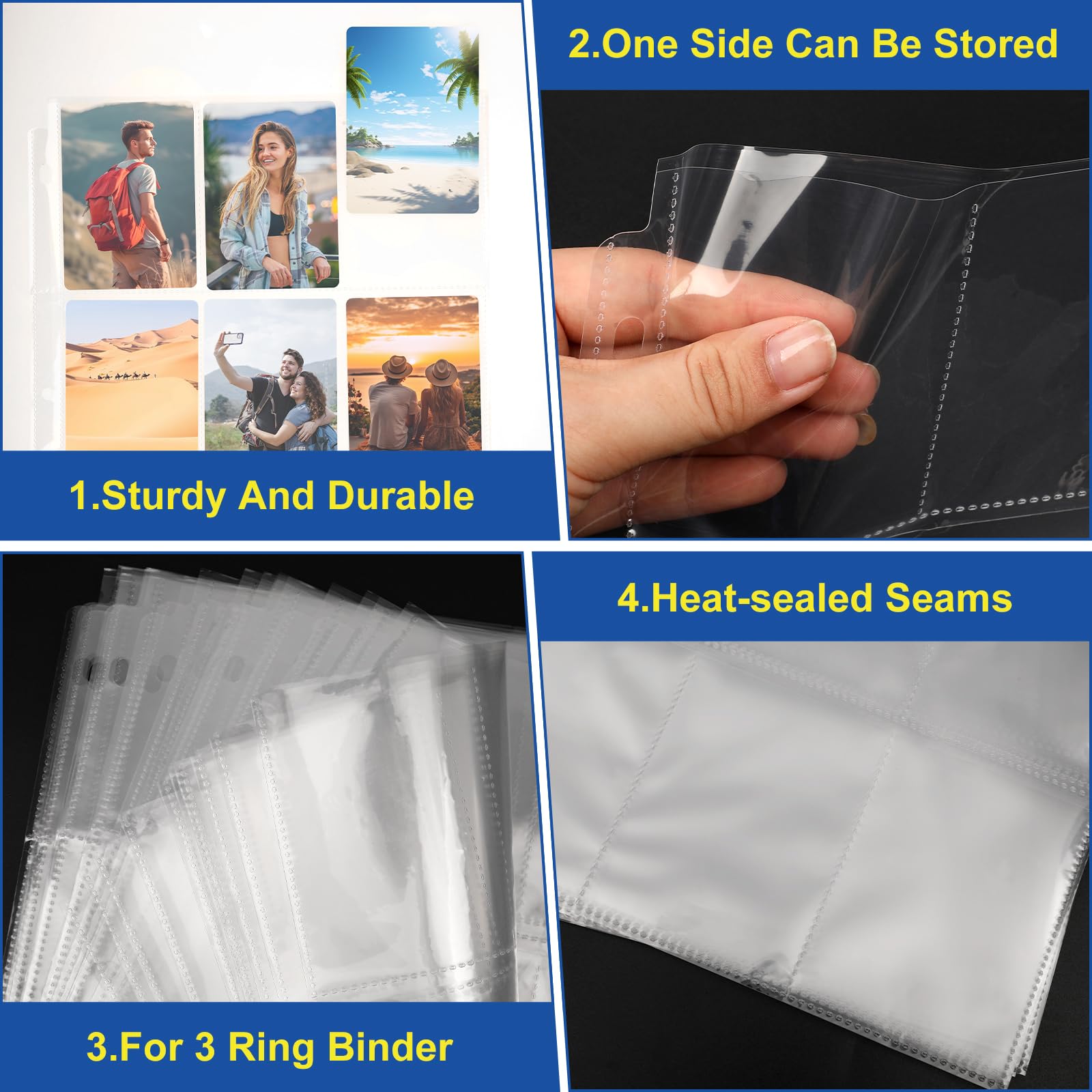 1080 Pockets Card Sleeves Binder Sheets 9 Pocket Card Sleeves for 3 Ring Binder Trading Cards Sleeves Fit — view 3