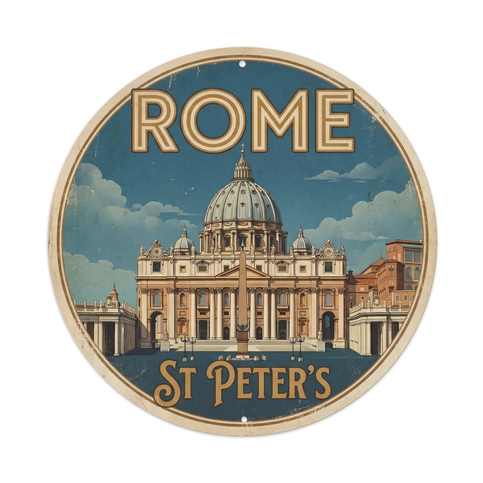 Rome Italy Heritage City Travel St Vintage Metal Tin Sign