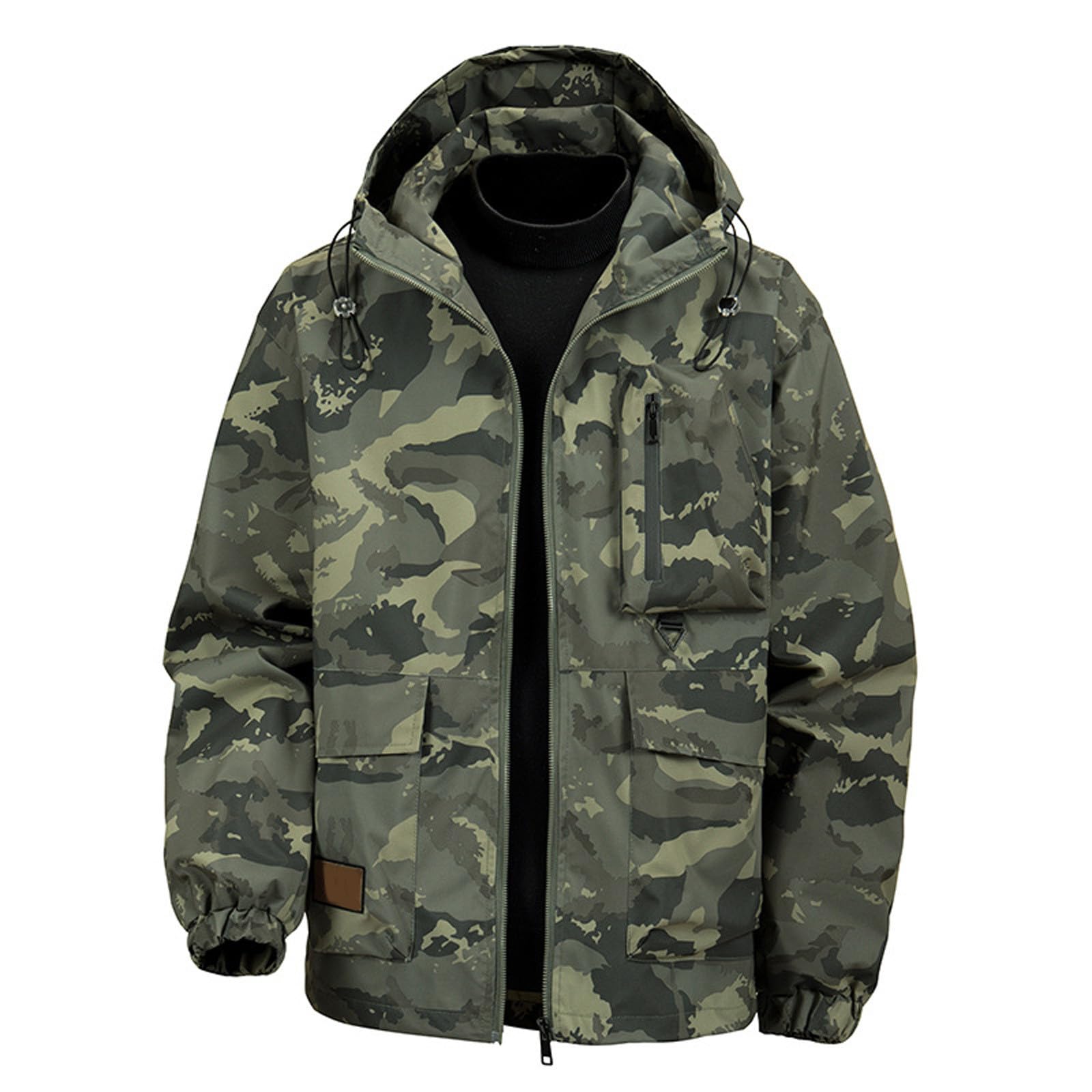 Chaqueta de trabajo softshell camuflaje cortavientos hombre militar ligera con capucha