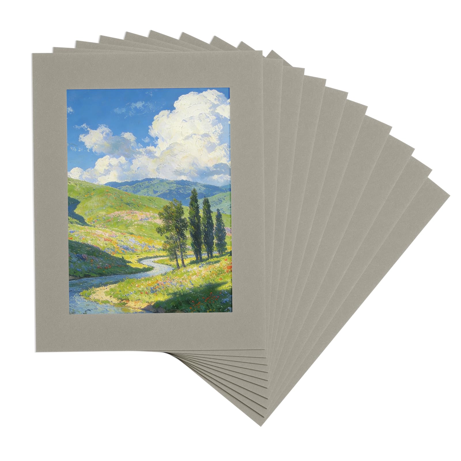 sourcing map 10 Pcs Picture Frame Mats, 10 x 8 Inch Picture Mats for Frames, Photo Mattes Angled Cut Board for Photos Prints Watercolor Artwork Backing, Gray
