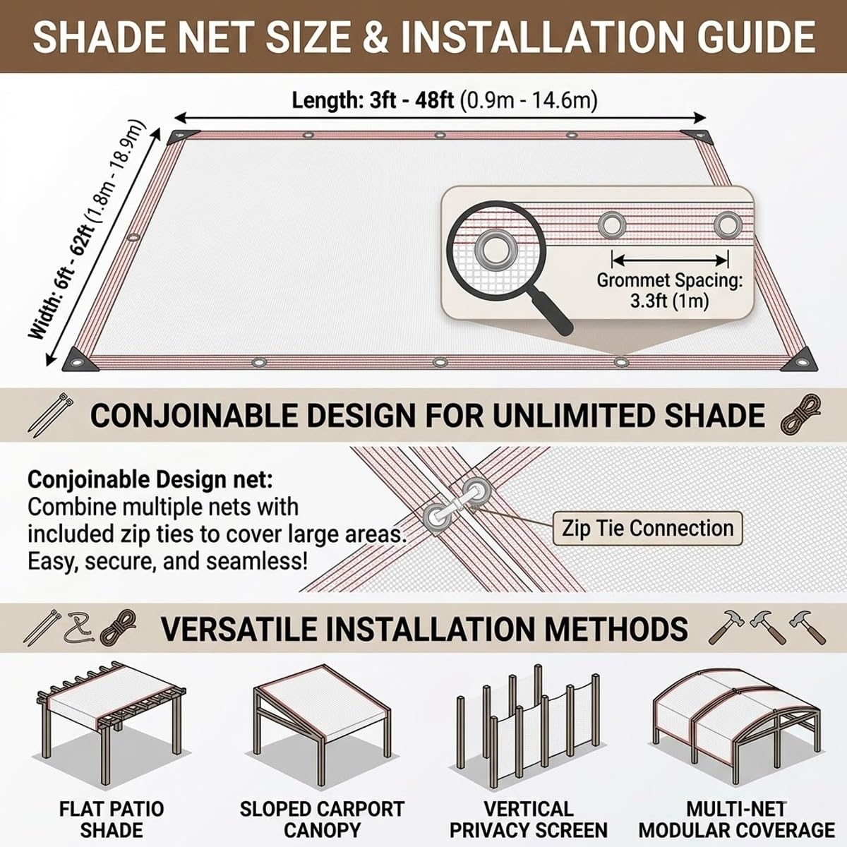 Heavy Du UV Resint Mesh Tarp 9,8 x 15,8 m - Rete traspirante da giardino e patio con occhielli - Perfetto per recinzioni, spazi esterni e protezione delle piante